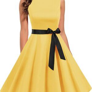 Womens Vintage Sleeveless Cocktail Dress 1950s Rockabilly Tea Party Elegant
